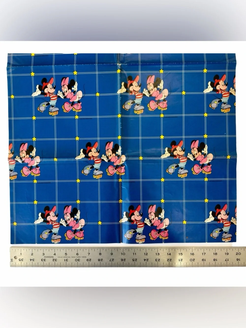 Disney Vintage 1980’s Mickey and Minnie Rollerskating wrapping paper Sheet- Rare